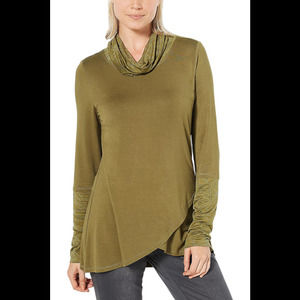 Truth + Style Jersey with Contrast Knit Trim Tunic Olive - Regular